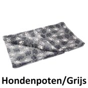 Hondendeken fleecedeken hond hondenpoten grijs