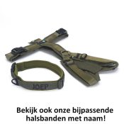 Halsband hond met naam legergroen