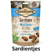 Carnilove zachte snoepjes koekjes hond Sardien