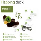 Flapping bird eend met geluid en flapperende vleugels kattenspeelgoed